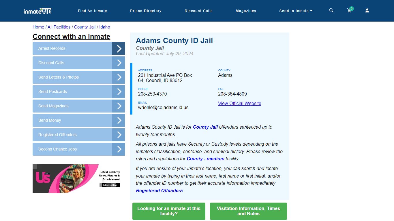 Adams County ID Jail - Inmate Locator